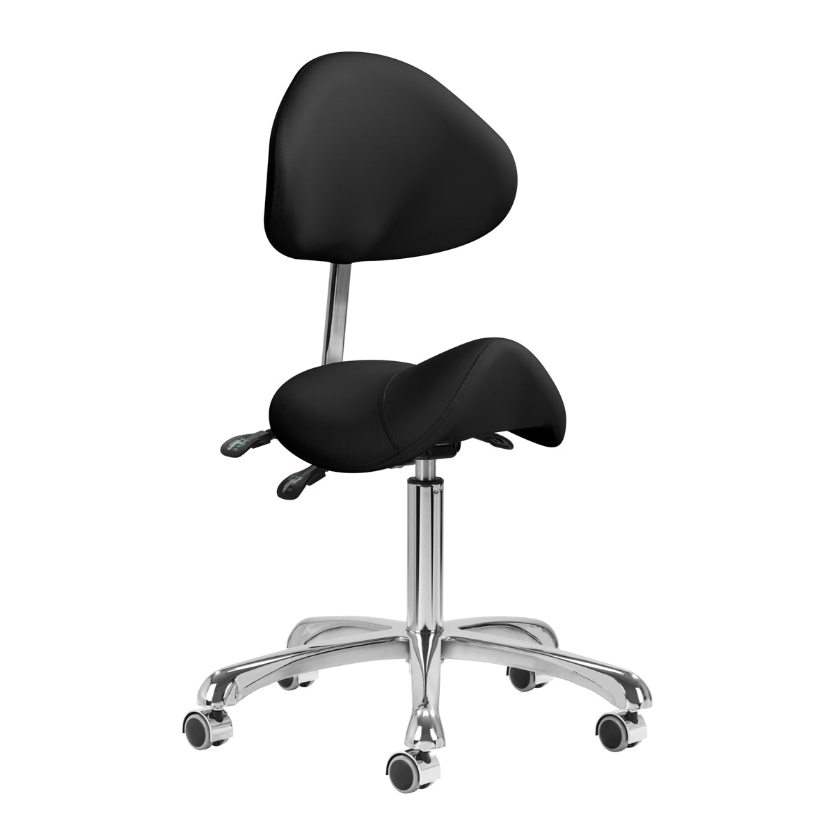 Kosmetikhocker Giovanni 1004 schwarz mit silbernem Fußgestell