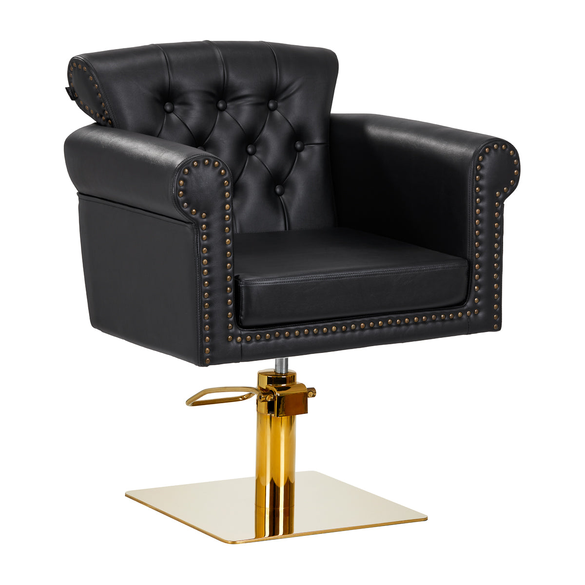 MYC Berlin Friseurstuhl Schwarz Gold gesteppt