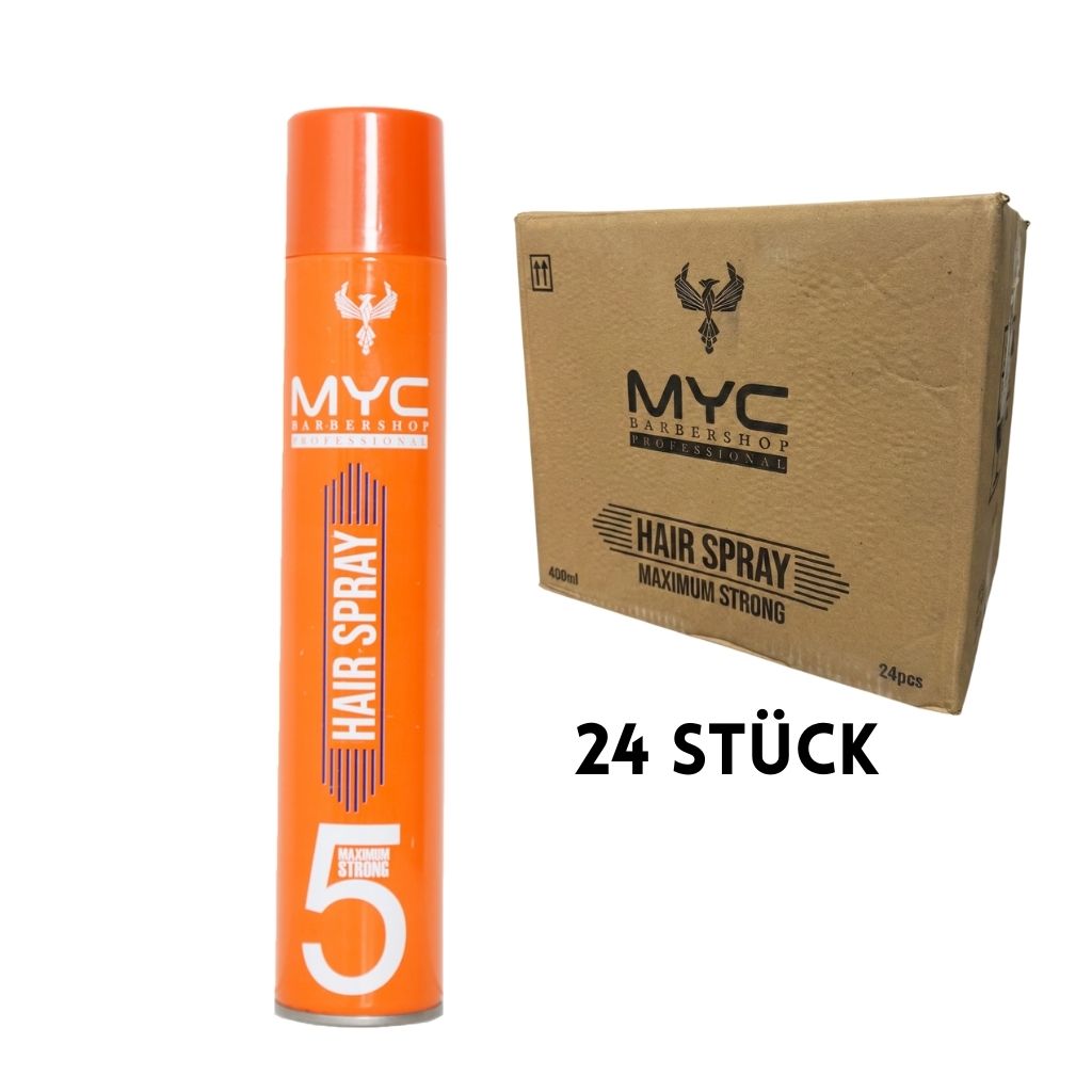 MYC Barbershop Hair Spray Maximum Strong – 400 ml | 24 Stück Profi-Set