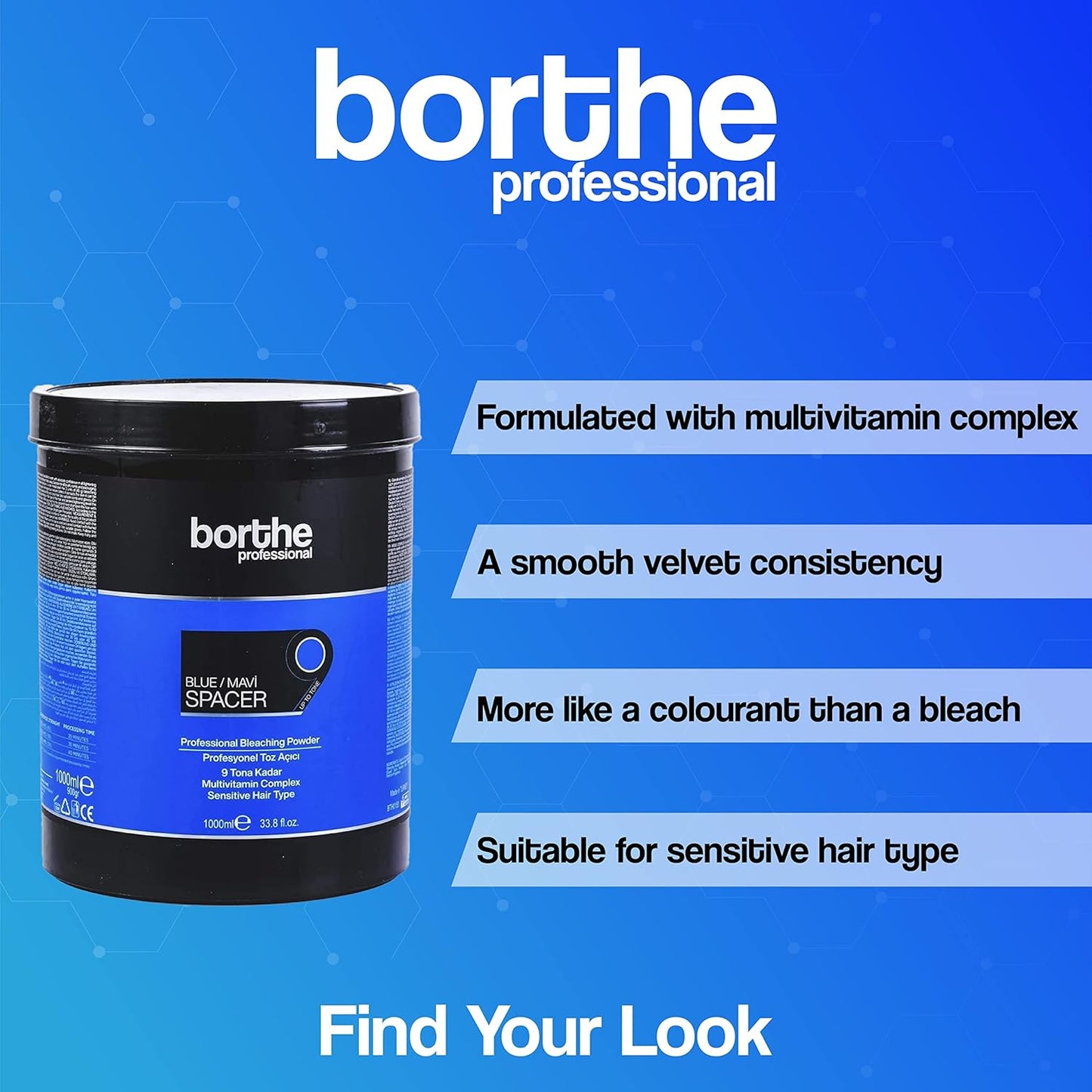 Borthe Professional Spacer 9 – Blaues Staubfreies Blondierpulver, 1000