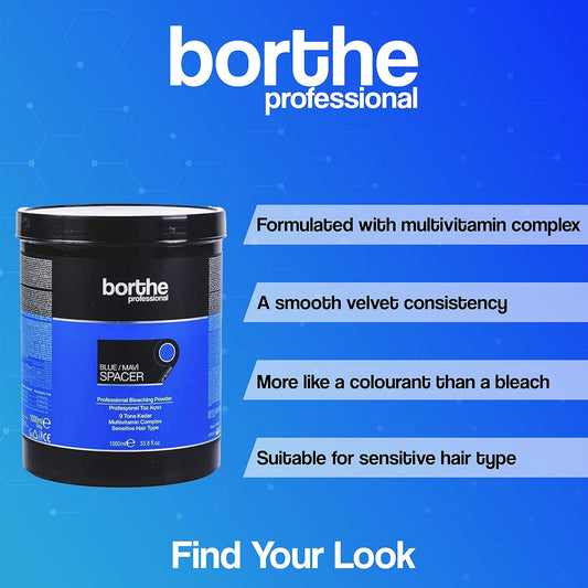Borthe Professional Spacer 9 – Blaues Staubfreies Blondierpulver, 1000
