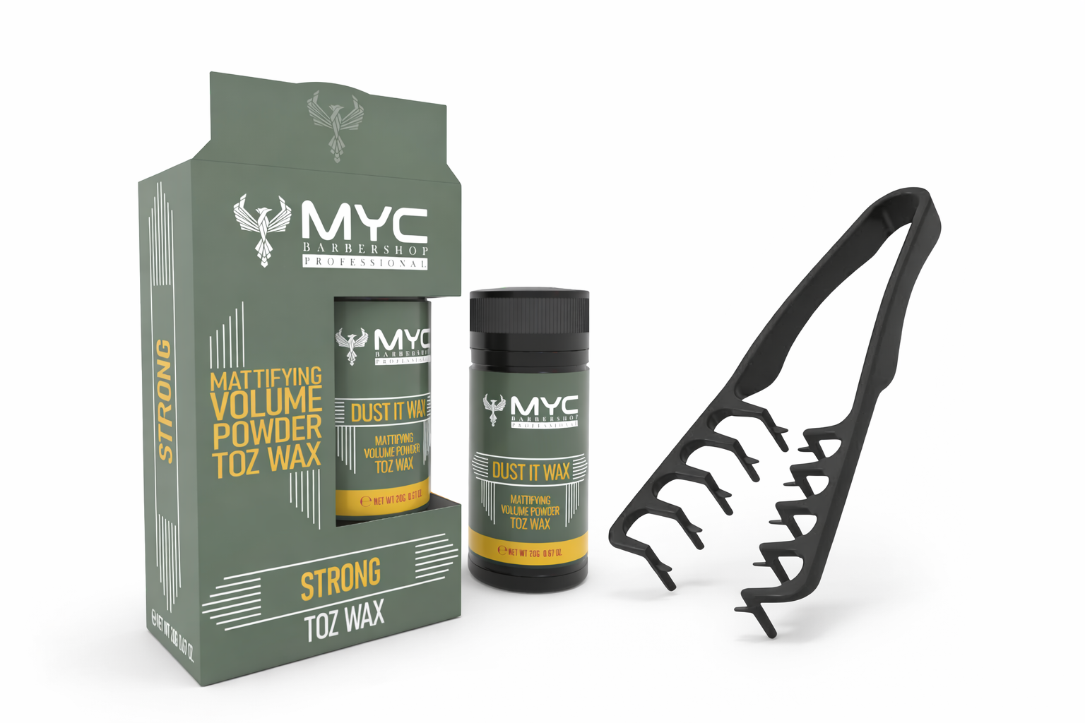 MYC Dust It Wax Set – Mattierendes Volumenpuder + Stylingkamm | Strong Halt