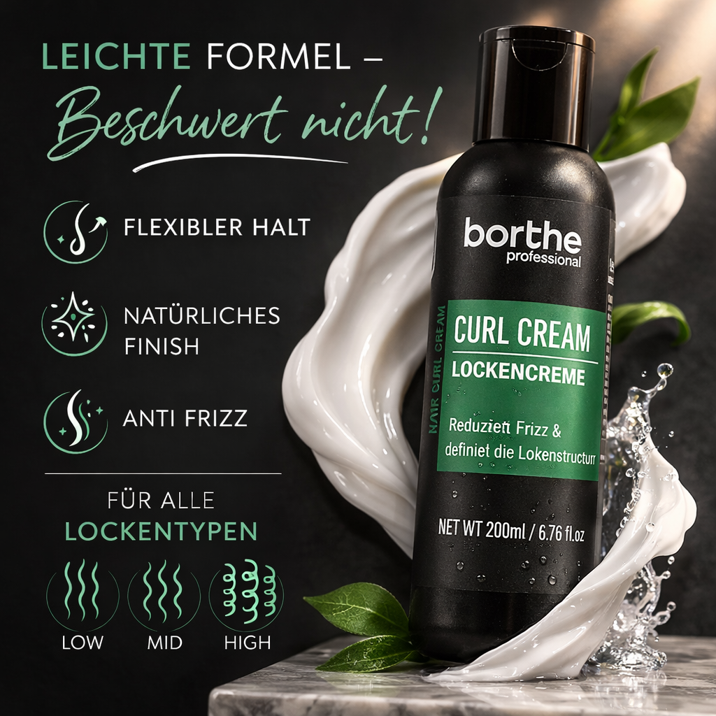Borthe Professional Curl Cream 200 ml – Lockencreme gegen Frizz für definierte Locken