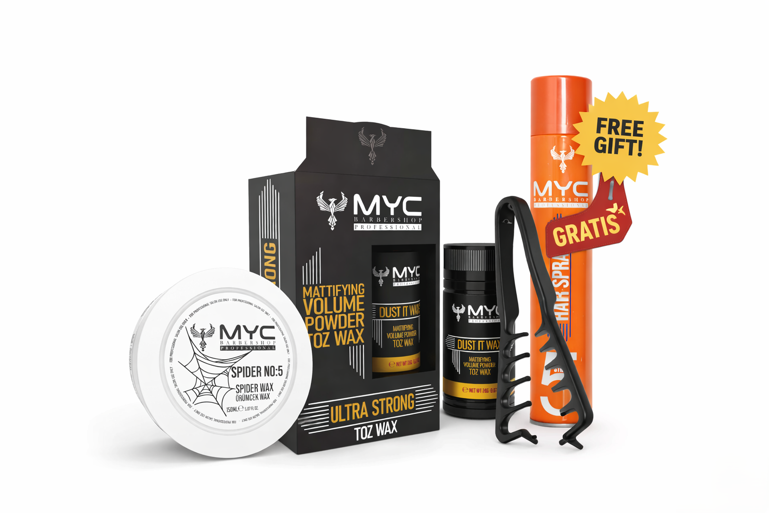 MYC Ultimate Styling Set – Spider Wax, Volumen Puder & Haarspray GRATIS inkl. Magic Styling Kamm