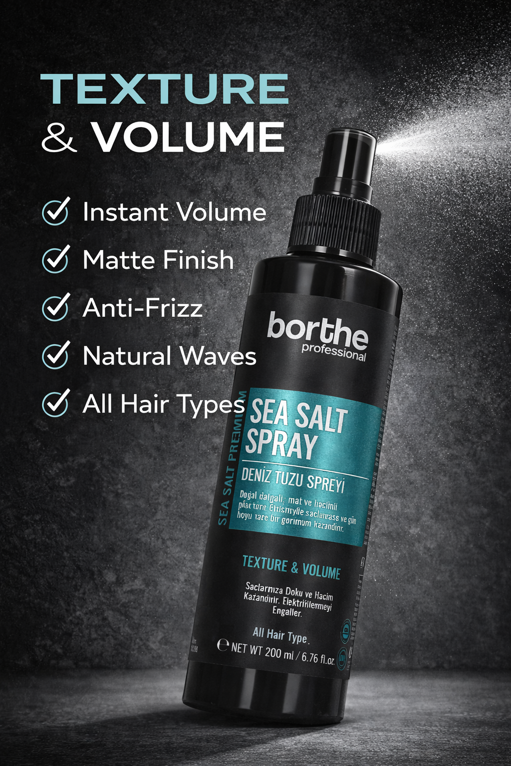 Sea Salt Spray für Volumen & Textur – Mattes Finish – 200ml