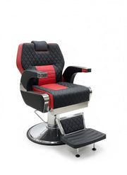 MYC Premium Barberstuhl – Schwarz & Rot, Steppdesign, Hydraulisch, Profi-Serie