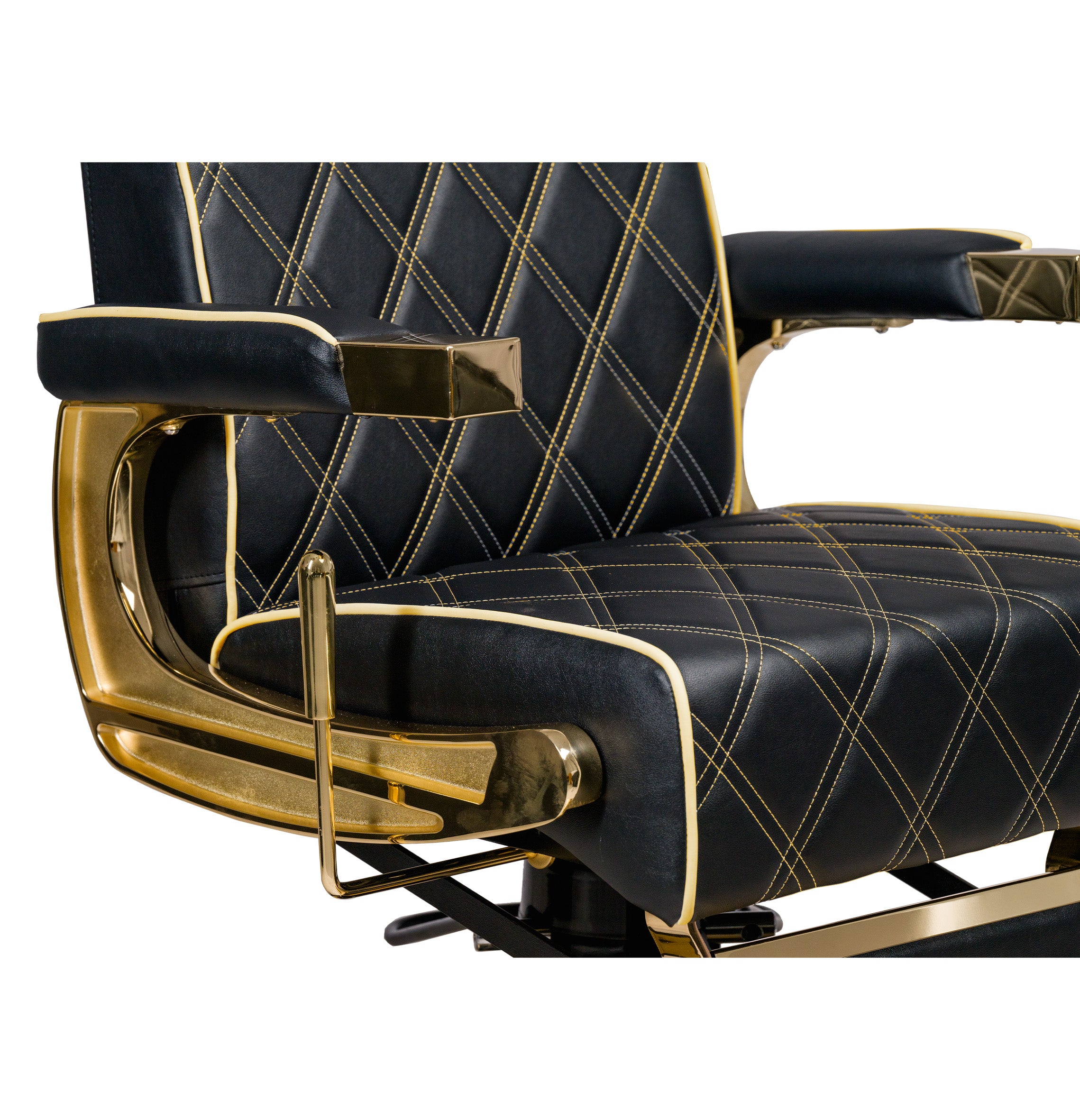MYC Crew Barber stuhl in Gold und Schwarz, Herren Friseurstuhl Crew, Luxuriöser Barbershop stuhl