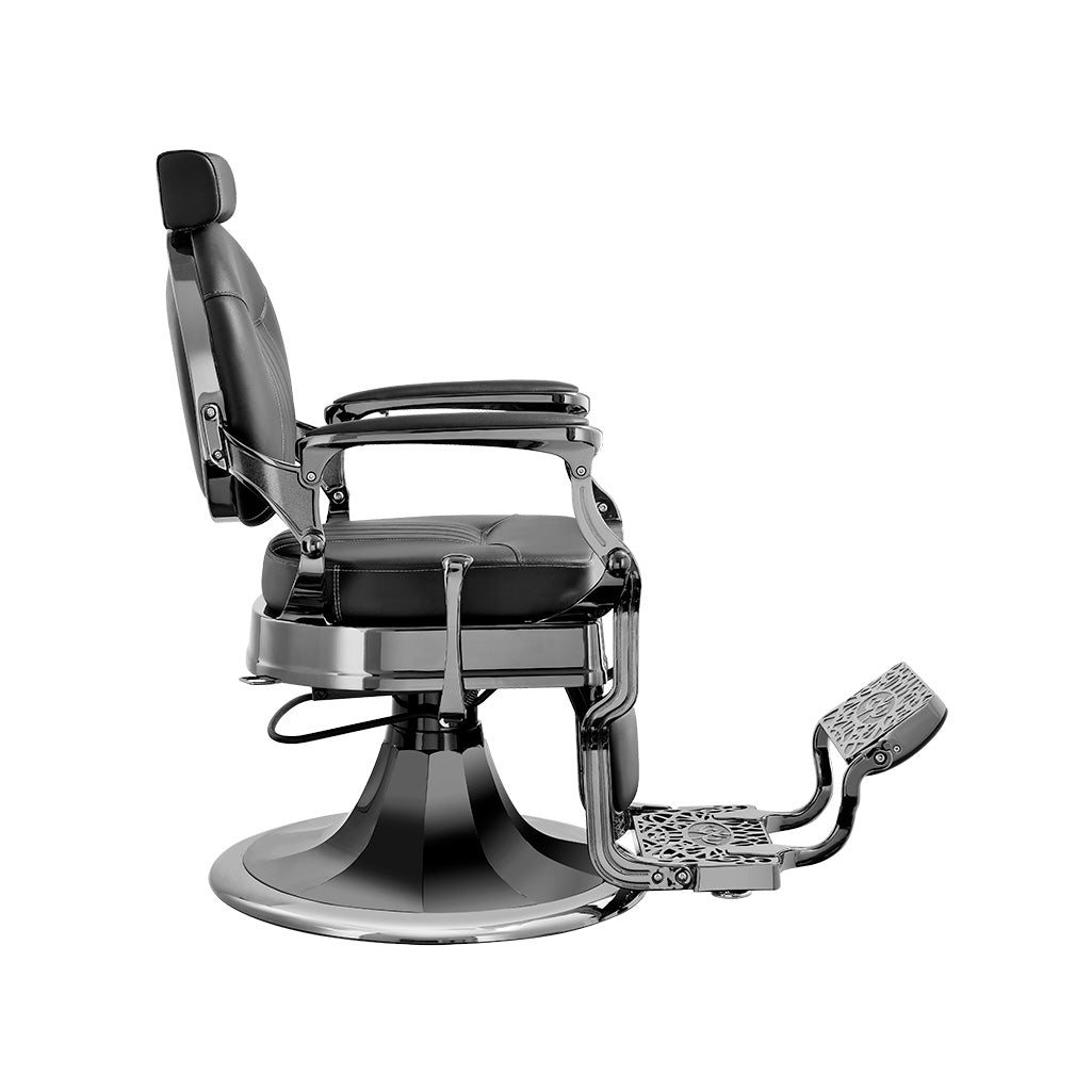 MYC CAESAR + MERCURY Barberstuhl Schwarz – Moderner Friseurstuhl für Barbershop