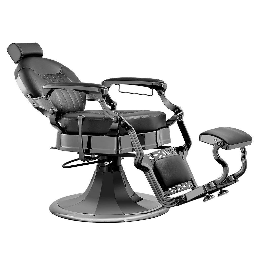 MYC CAESAR + MERCURY Barberstuhl Schwarz – Moderner Friseurstuhl für Barbershop