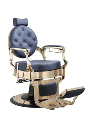 MYC Empire Luxus Barberstuhl Blau Gold – Premium Friseurstuhl für Barbershop