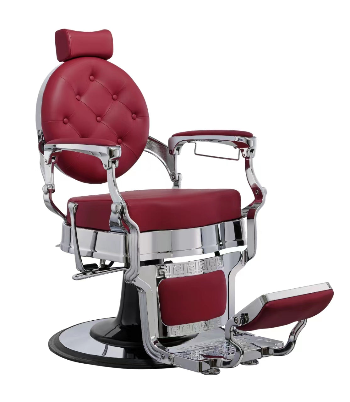 MYC Empire Barberstuhl Rot Chrom – Klassischer Friseurstuhl für Barbershop