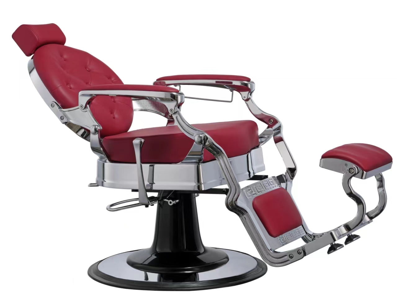 MYC Empire Barberstuhl Rot Chrom – Klassischer Friseurstuhl für Barbershop