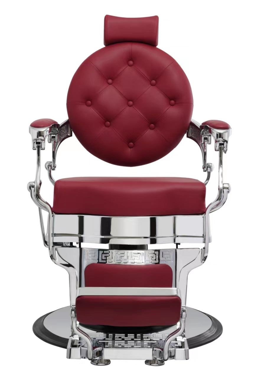 MYC Empire Barberstuhl Rot Chrom – Klassischer Friseurstuhl für Barbershop