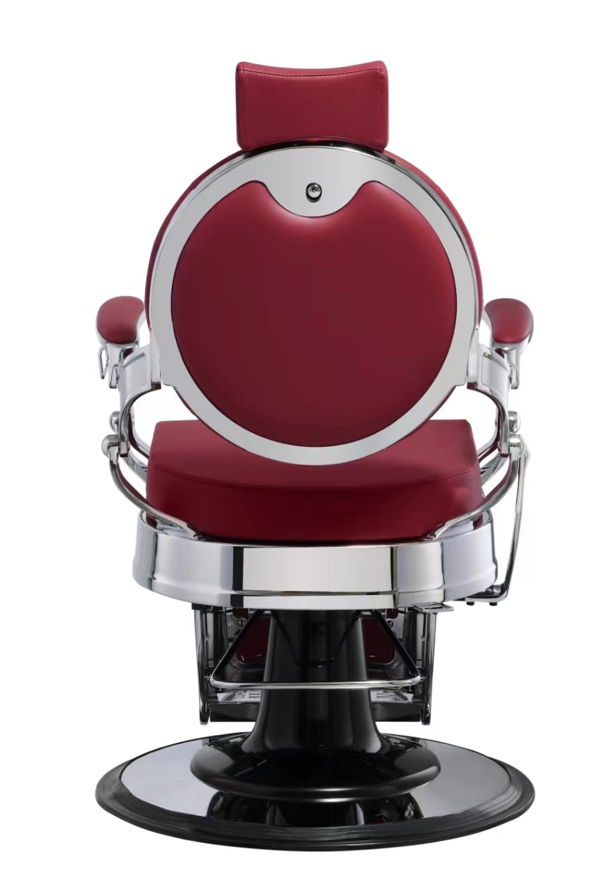 MYC Empire Barberstuhl Rot Chrom – Klassischer Friseurstuhl für Barbershop