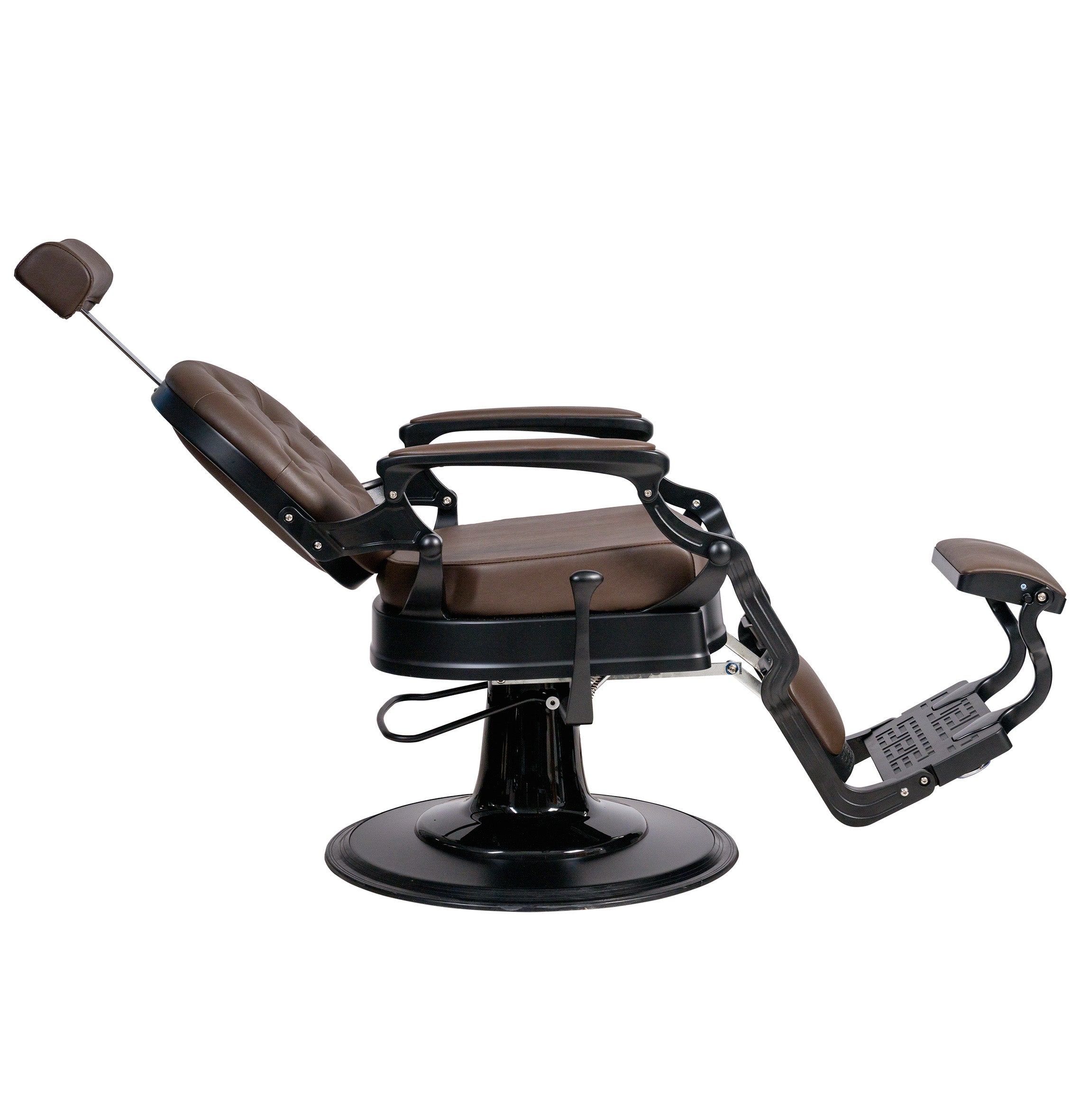 MYC Empire Barberstuhl Braun Schwarz – Klassischer Friseurstuhl für Barbershop