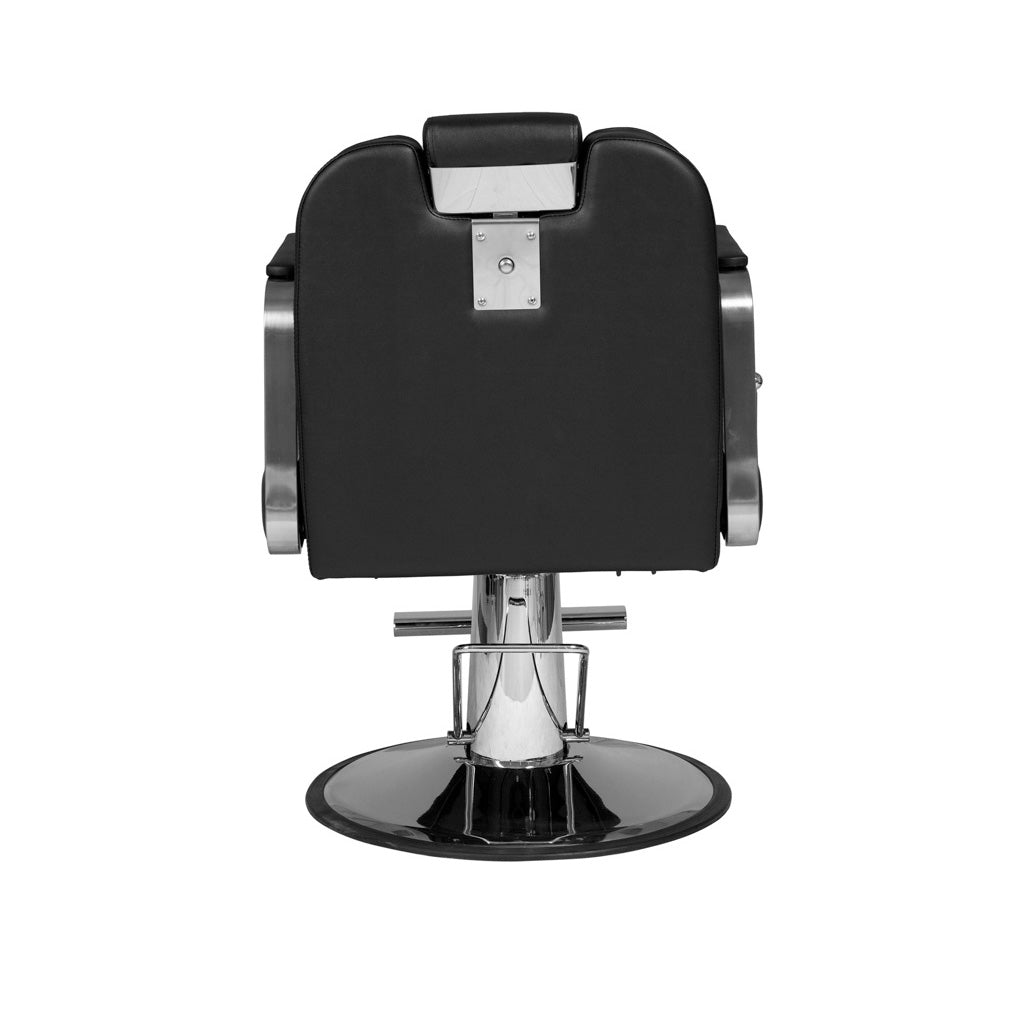 MYC LAYER Moderner Barberstuhl Schwarz Chrom – Friseurstuhl für Barbershop