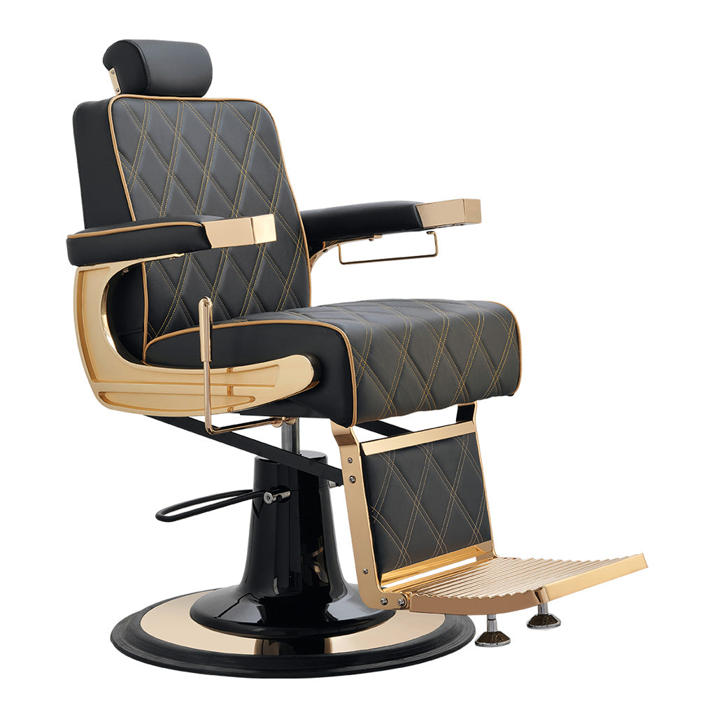 MYC Crew Barber stuhl in Gold und Schwarz, Herren Friseurstuhl Crew, Luxuriöser Barbershop stuhl