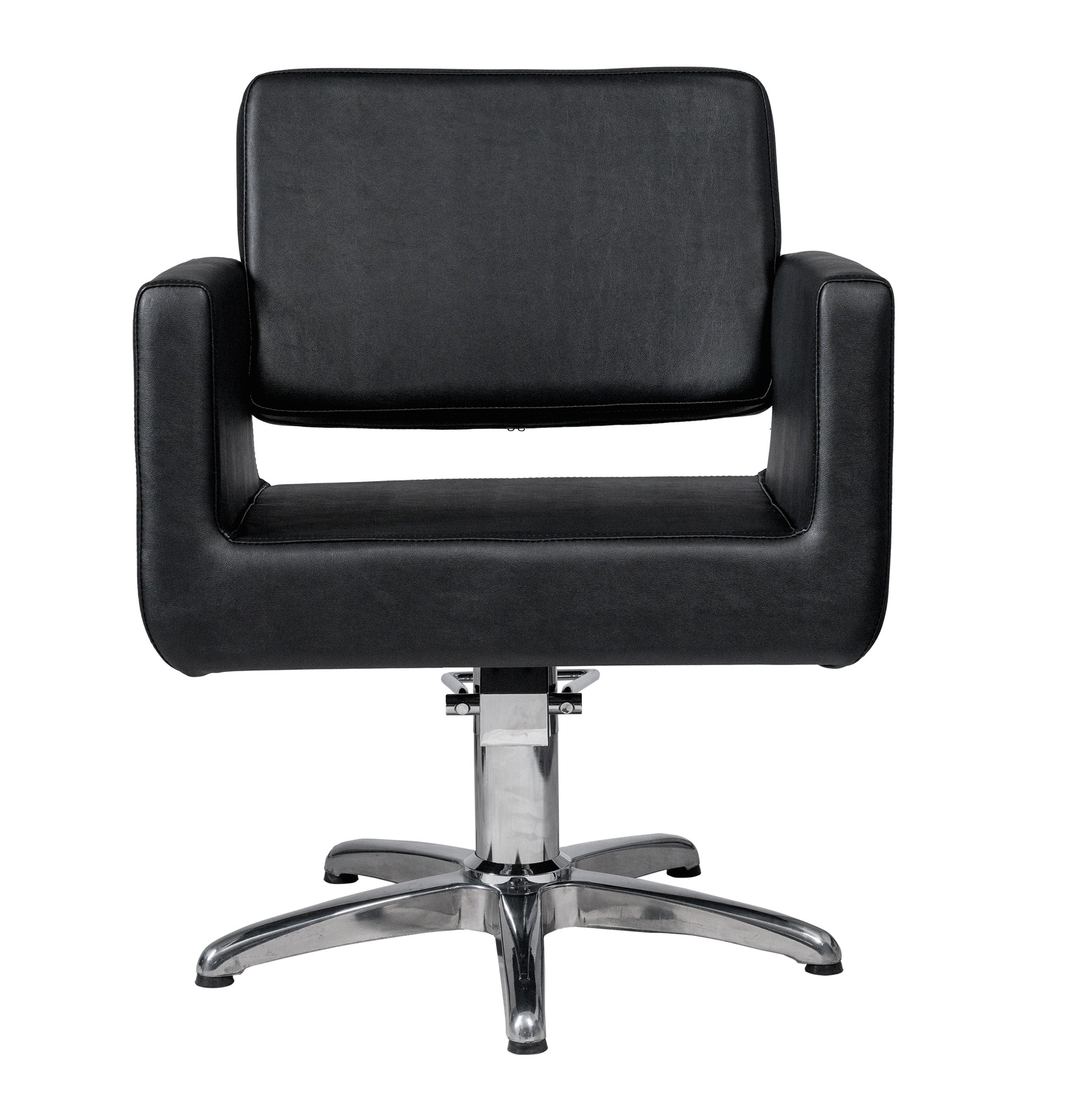 MYC CHIC Friseurstuhl in eleganter Schwarz-Farbe, Luxuriöser Friseur stuhl E mit Aluminium-Kreuzfuß