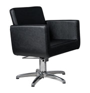 MYC CHIC Friseurstuhl in eleganter Schwarz-Farbe, Luxuriöser Friseur stuhl E mit Aluminium-Kreuzfuß