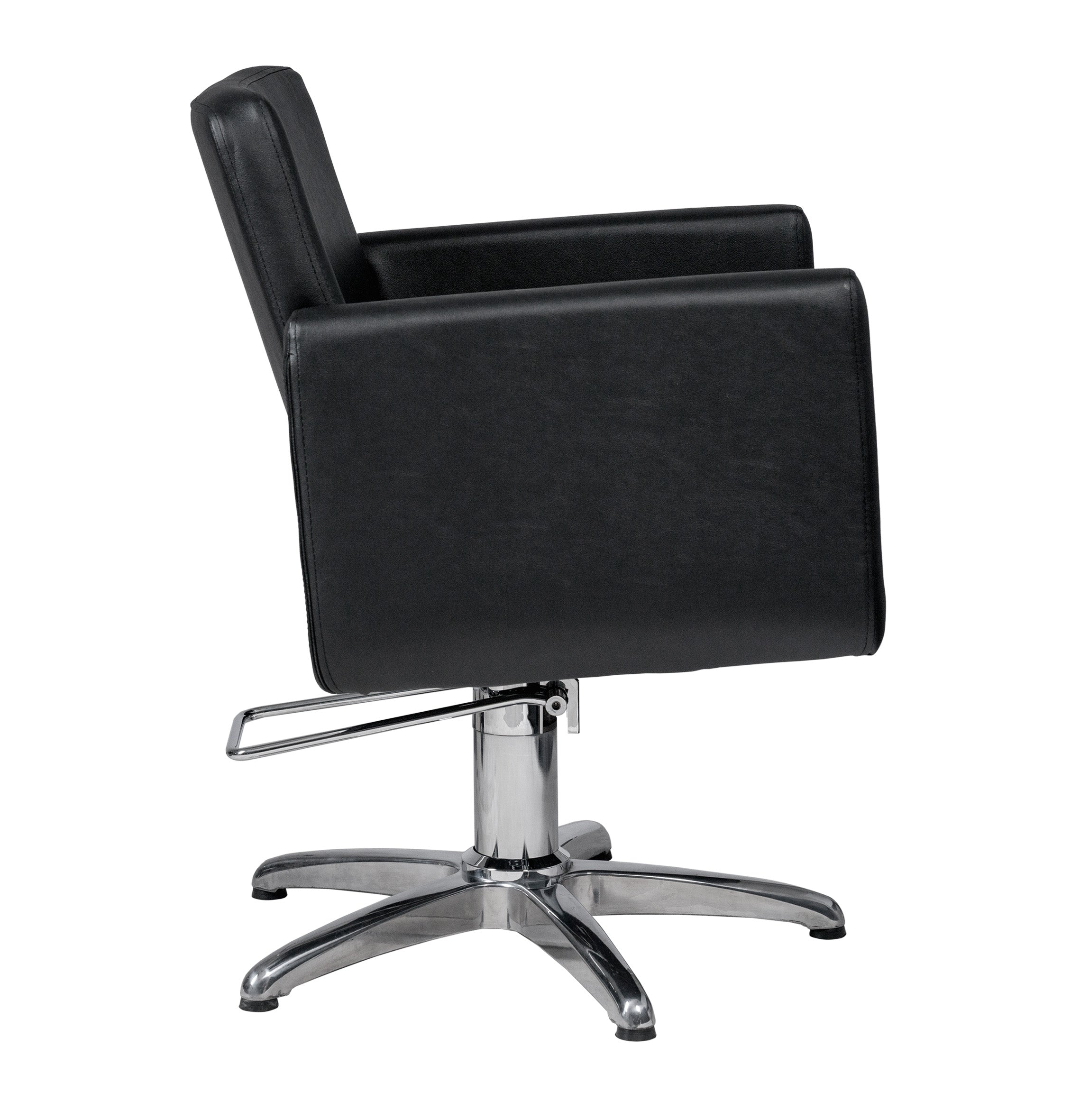 MYC CHIC Friseurstuhl in eleganter Schwarz-Farbe, Luxuriöser Friseur stuhl E mit Aluminium-Kreuzfuß