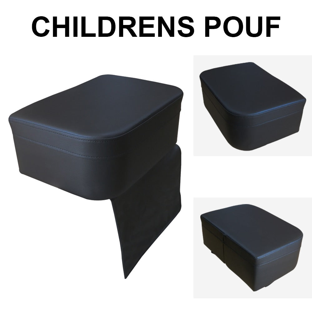 Premium Kinder Sitzkissen für Friseurstuhl – rutschfest, Wasserabweisend & Pflegeleicht – Schwarze PU-Leder Sitzerhöhung für Kinderhaarschnitt – Extra Dick & Komfortabel