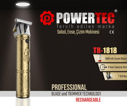 Powertec TR-1818 Profi Konturen- & Barttrimmer mit T-Klinge