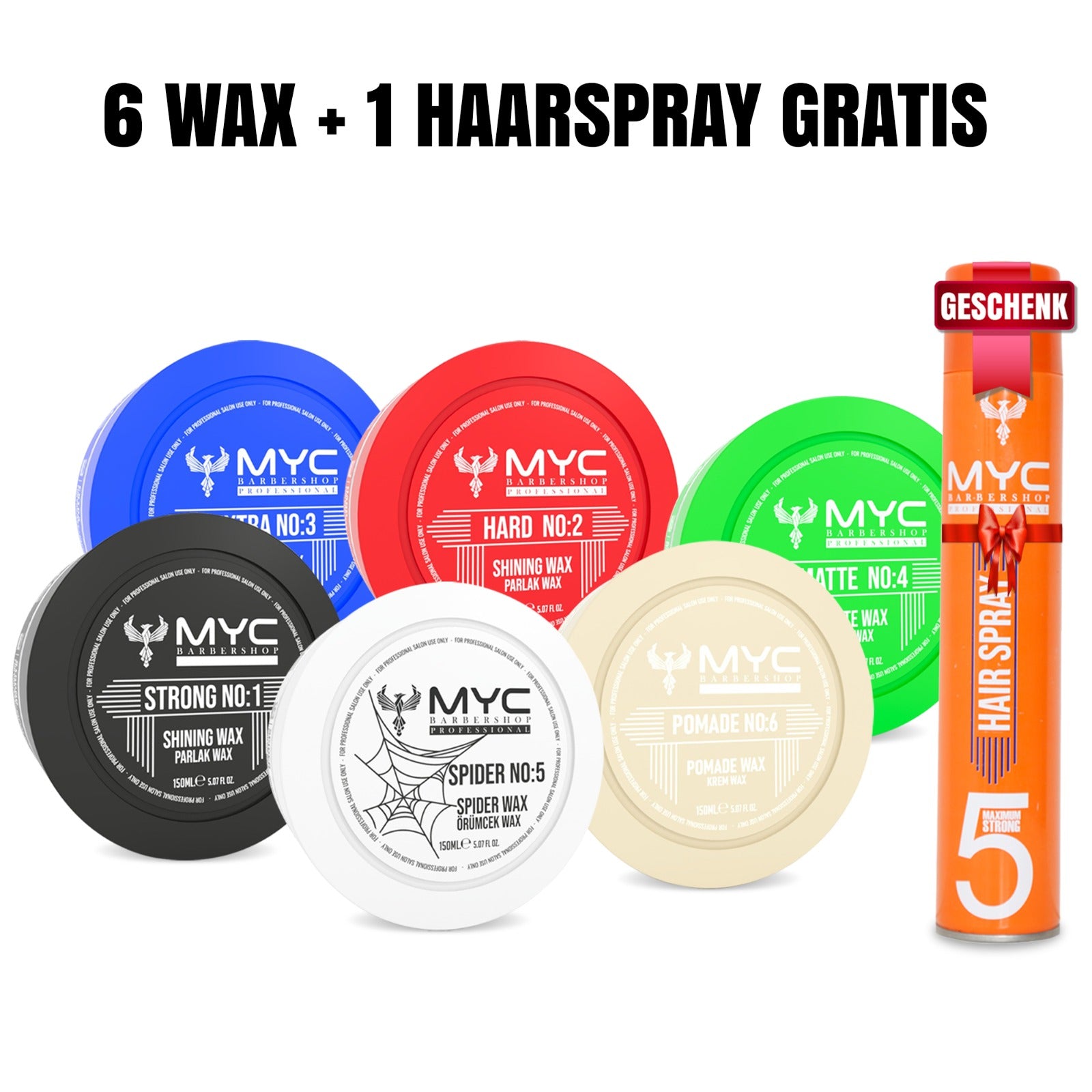 MYC Barbershop Wax Set – 6x Styling Wax + Haarspray GRATIS | Vorteilspaket