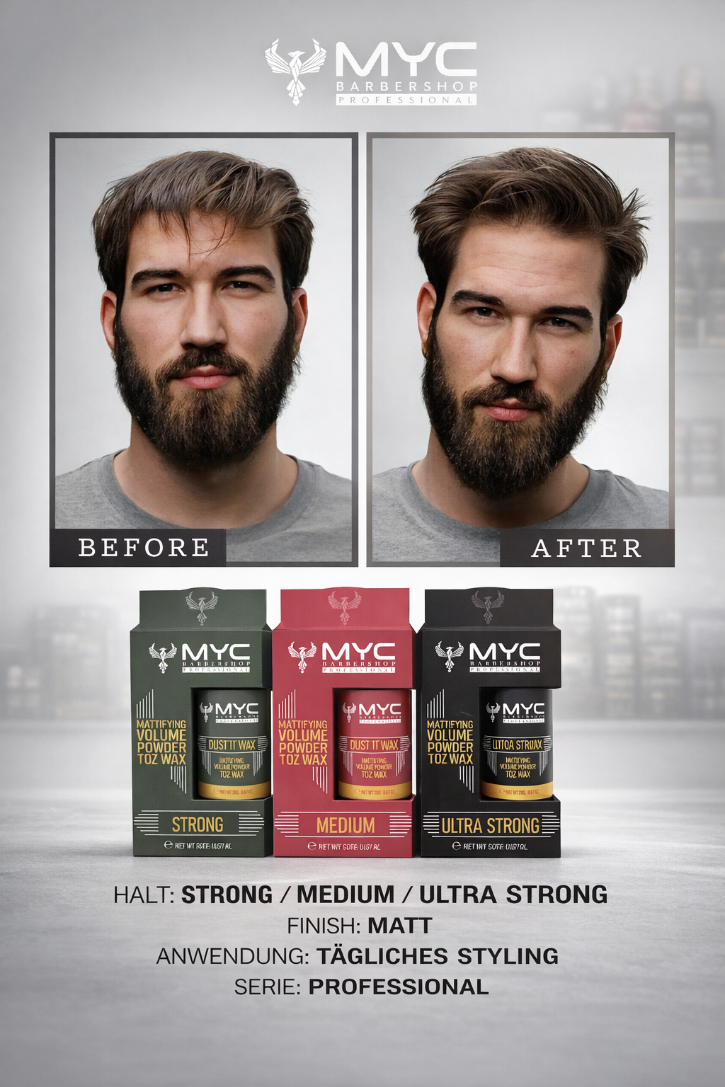 MYC Mattifying Volume Powder – Toz Wax | Strong / Medium / Ultra Strong | Unisex | Matt Finish